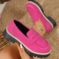 Exportnew arrivalspring & fall loafers women's cross-border plus size frosted british small leather shoes thick heel thick soleretro women's flats