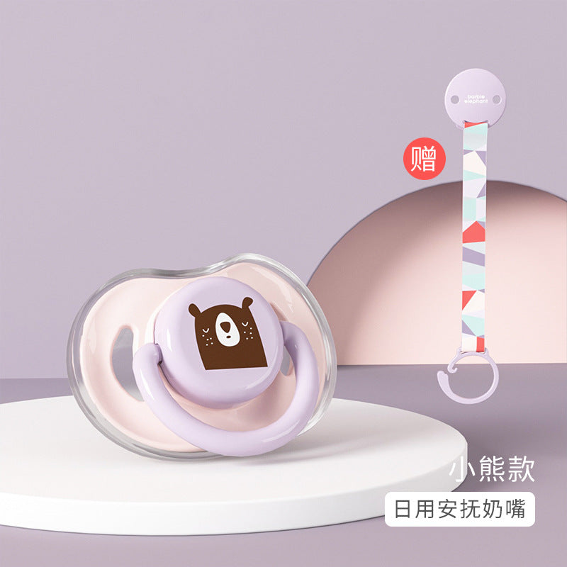 Pacifier soft silicone newborn baby comfort handy gadget sleep type artificial breast milk baby pacifier anti-drop chain
