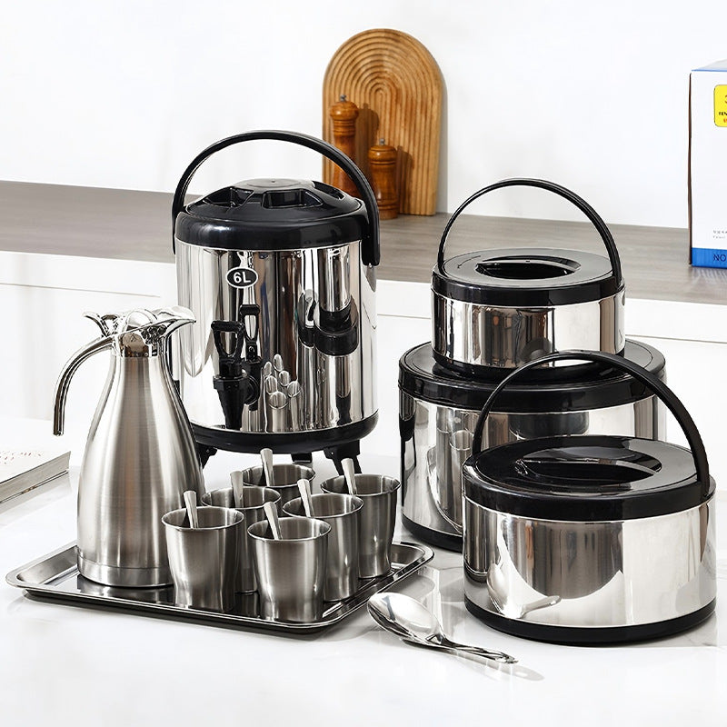 Large-capacity stainless steel milk tea bucket, special thermal insulation bucket for stall stalls with faucet, milk tea shop small tea bucket, soy milk bucket