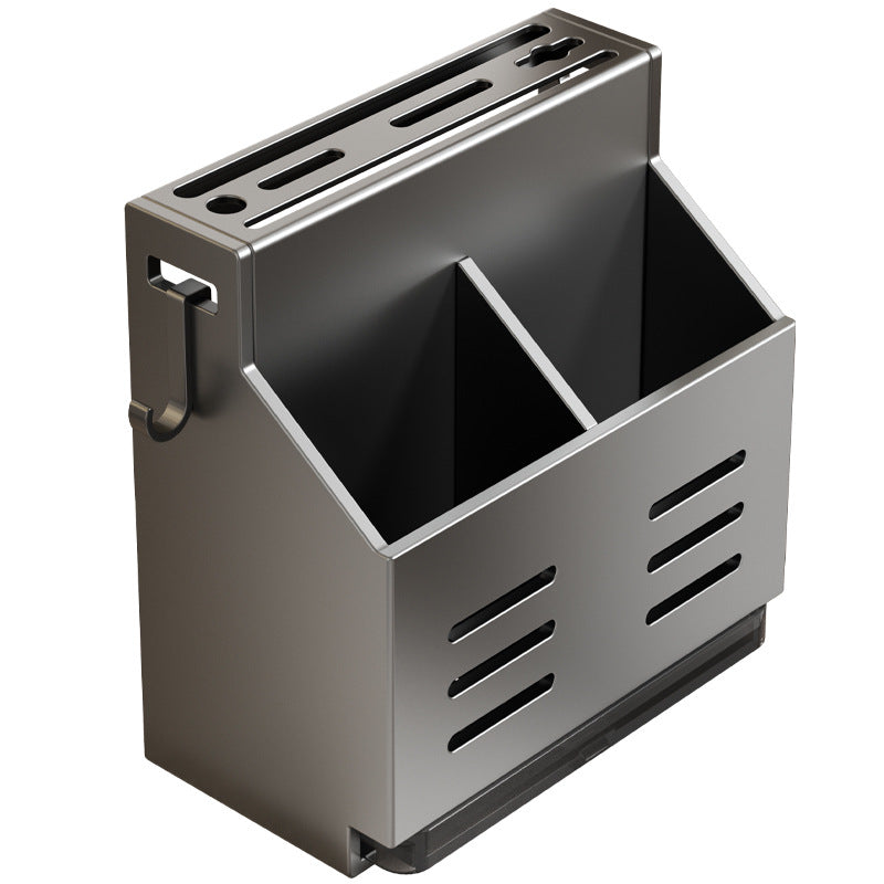 Chopsticks cage storage box Kitchen knife holder Wall hanging Stainless steel spoon Chopsticks cage basket Integrated non-punching knife rack