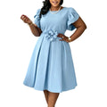 D3370 cross-border  fashionexportrufflesnew arrivalstereo flower large size women's african dress