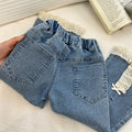 spring new girls' denim jeans - spring collection lace-trimmed flare jeans, stylish and versatile for girls