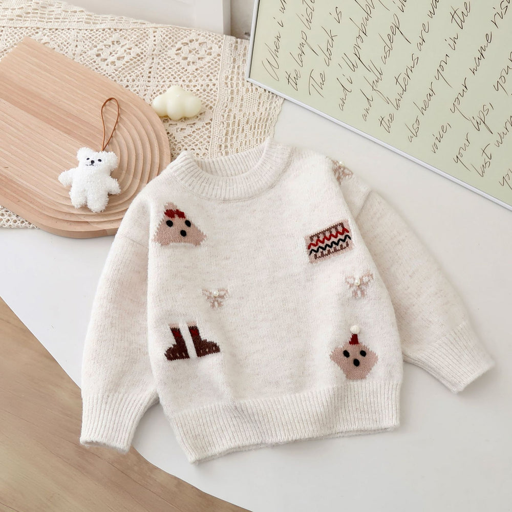 Kidssweater forest style artsyembroiderpulloversweaterfall and winterk-styleloosecasual cartoon japanese styleknittingtops