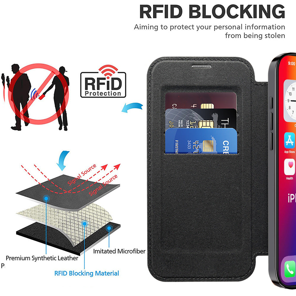 Popular apple 16plus flip leather case mobile phone case iphone15 magnetic anti-fall 13 protective cover cross-border
