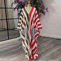 European and american cross-border women's clothing:  spring new arrival - casual plus size loose v-neck striped backless dress with large pockets