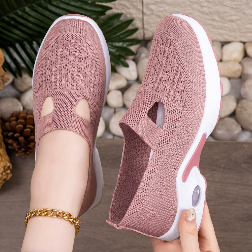 Exportplus sizespringnew arrival flying mesh shoes women's slip-on thick sole breathable casual shoes soft bottom cushion shoes women