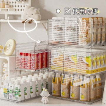 Retractable storage basket Large capacity home kitchen food plastic storage box can be stacked with desktop book finishing basket