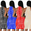 C6377   fashion women's solid color rhinestone sleeveless halter mini dress