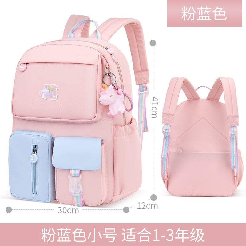 New 2023 primary school schoolbag for girls in grades 1 to 6 Cartoon children's spine care and burden reduction backpack