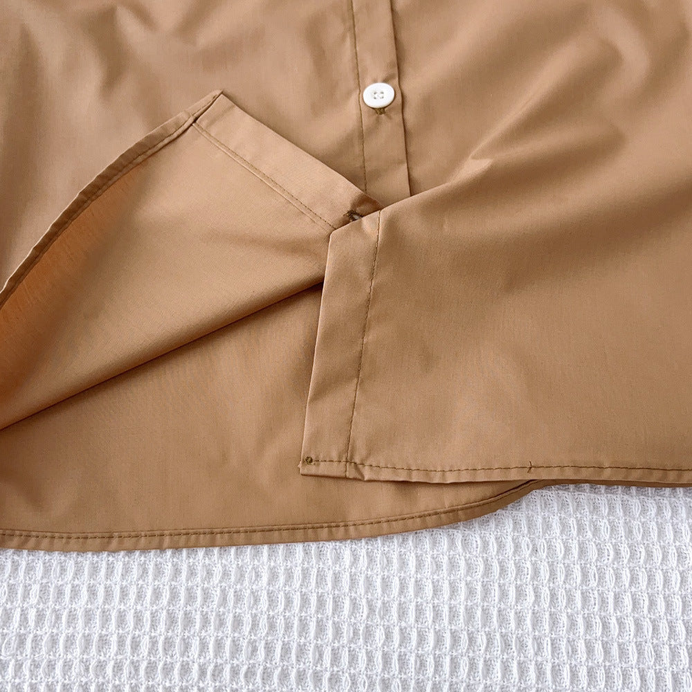 Fashion style children's clothing girl spring & fallnew arrival double pointed collar contrast color large lapel retrocasualloose windbreaker long skirt