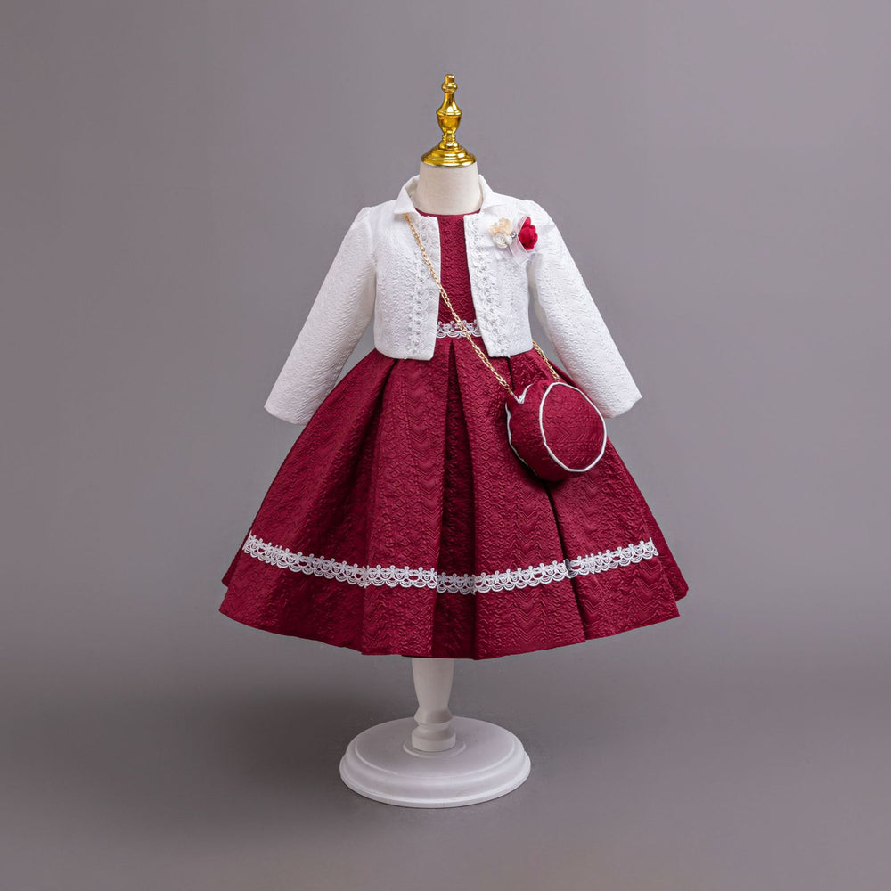 New three-piece skirt set, children's formal dress, floral princess dress, girls' model runway dress, girl dress