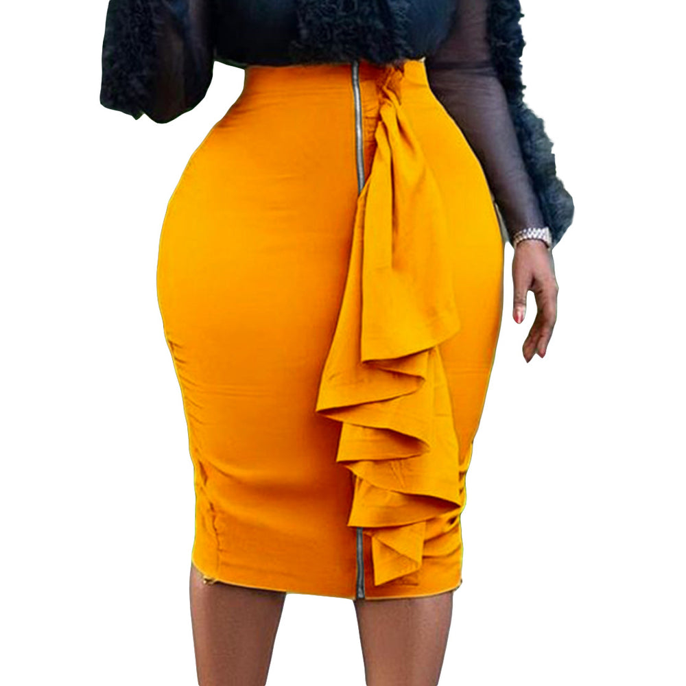 D315 in stock european and american clothing  autumn new arrivalfashion hip cover sexy silm zipper plus size african skirt