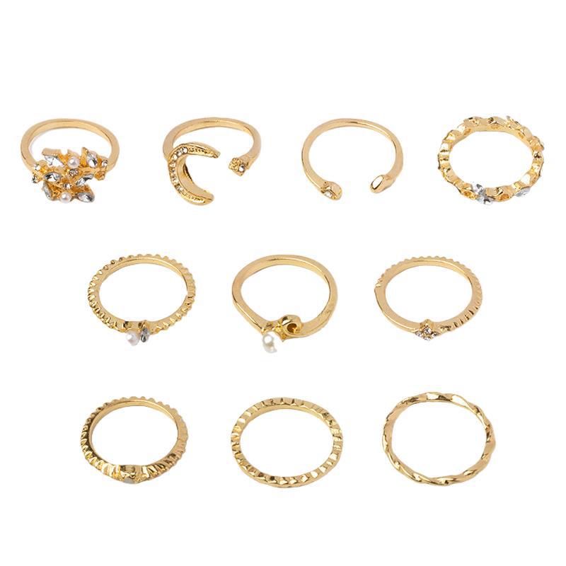 Wholesale full diamond rings: european and american cross-border jewelry, trendy ins style star rings, women's niche light luxury ring sets and accessories