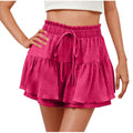cross-border women's summer fashion ruffle solid color drawstring skort shorts