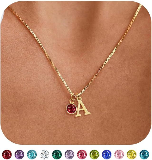 new arrival women's initial birthstone necklace fashion 14k gold-plated letter casualeasiest for match clavicle chain