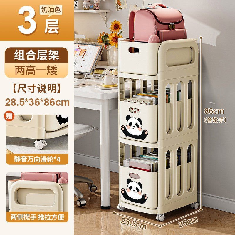 School bag shelf movable pulley trolley with wheels storage artifact household universal storage shelf bookshelf durable