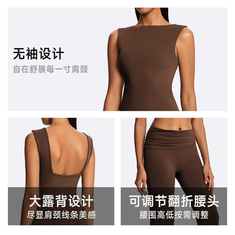 European and american eco-friendly fabric barely-there sports bra high-waisted butt-lifting yoga wide-leg pants casual fitness yoga outfit set