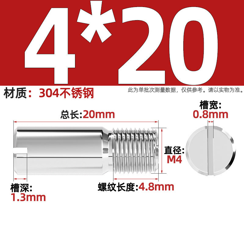 304 stainless steel GB878 one-character groove external thread cylindrical pin positioning pin M2M2.5M3M4M5M6M8M10