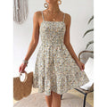 fashion  summer new arrival holiday floral pleated ruffles casual suspender dress for women