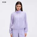 Spring/summer lightweight breathable zip-up jacket short training fitness outdoor casual running sports set for women