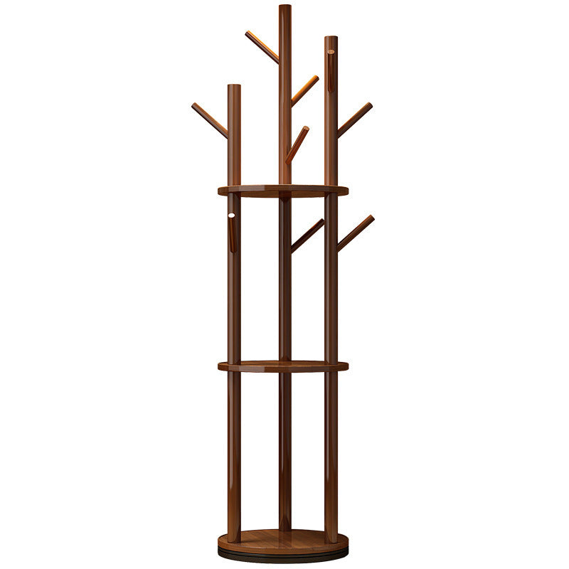Solid wood rotating coat rack, freestanding vertical clothes rack, bedroom home living room light luxury storage shelf