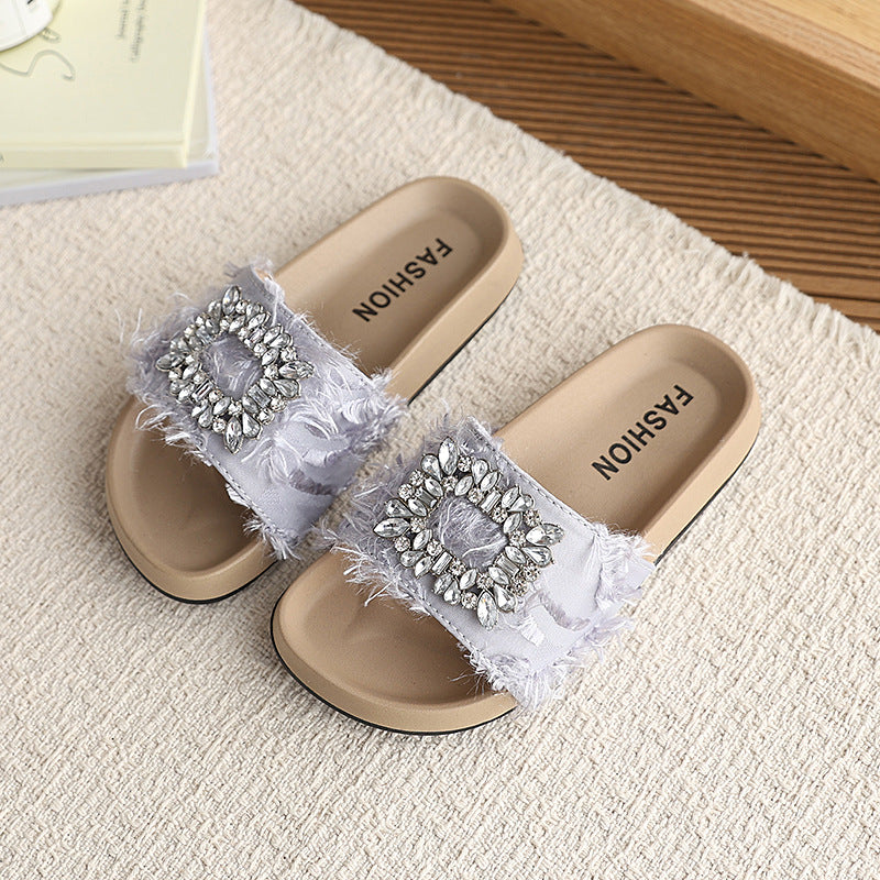 Girls' sandals & slippers - new summer collection - kids' shoes - baby girls' rhinestone princess style slippers - indoor & outdoor