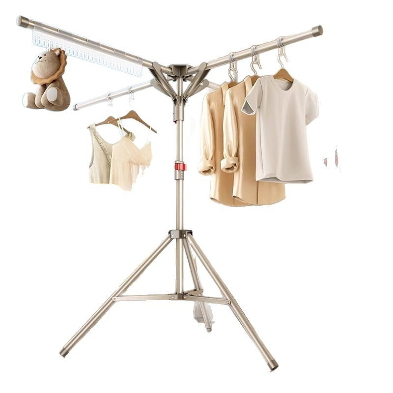 New foldable clothes drying rack, floor-standing, balcony/indoor use, double rod, thickened, extendable, multi-functional, home use, indoor/outdoor clothes drying rack