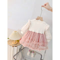 Spring girls' dress  new mesh long sleeve spring korean style fashion solid color chic baby girl dress