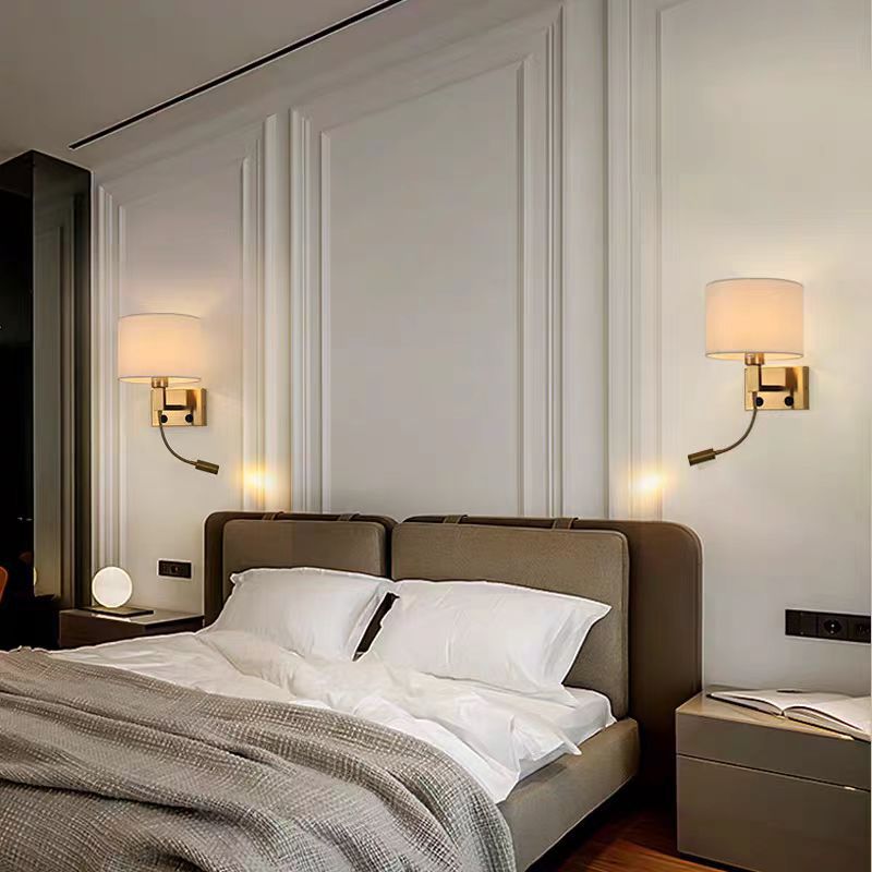 Hotel bedside reading wall lamp - new spotlight with switch, modern minimalist fabric bedroom study wall light