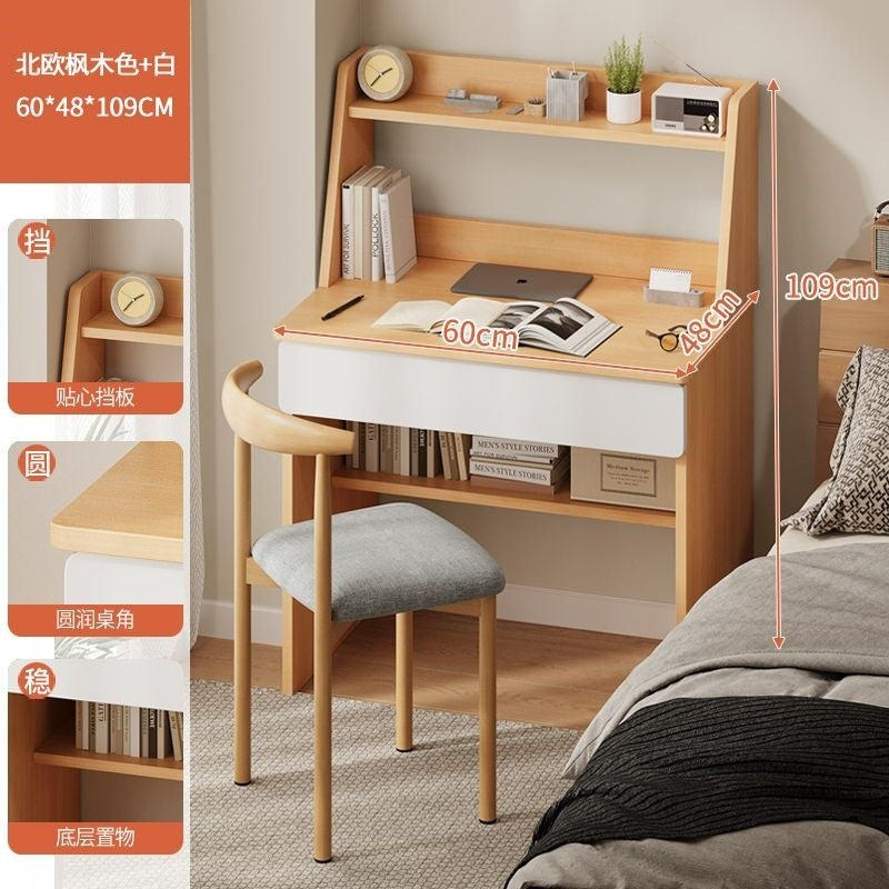 For home table cabinet combination student computer desk small apartment with bookshelf simple desk bedroom wall-mounted one-piece desk cabinet
