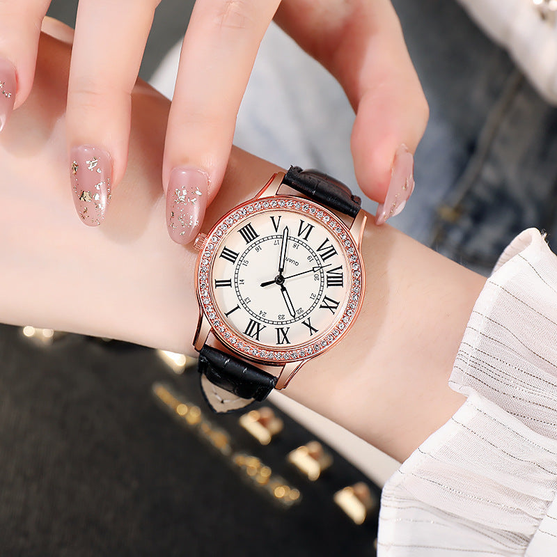 Wish women's watch new arrival - ladies' minimalist diamond-accented luminous retro quartz watch with leather strap - white (direct from manufacturer)