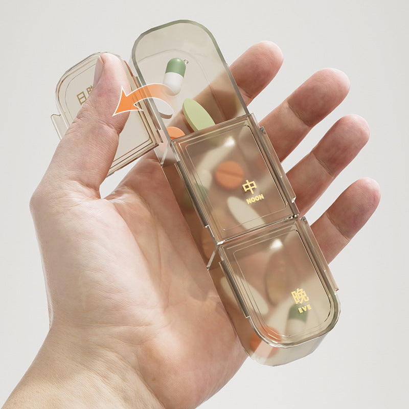 Plastic portable pill organizer - sealed, week-long, high-capacity travel pill case with compartments