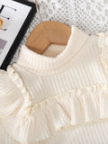 autumn new arrival: cross-border e-commerce sweet ruffle top & 3d floral shorts two-piece set for girls