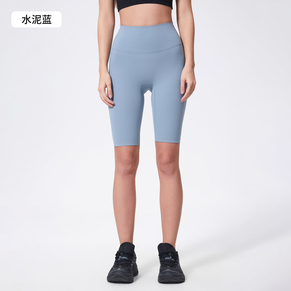 Spring/summer seamless t-line tight 5-inch nude yoga shorts - peach lift, high-waisted workout shorts with pockets - women's dk184