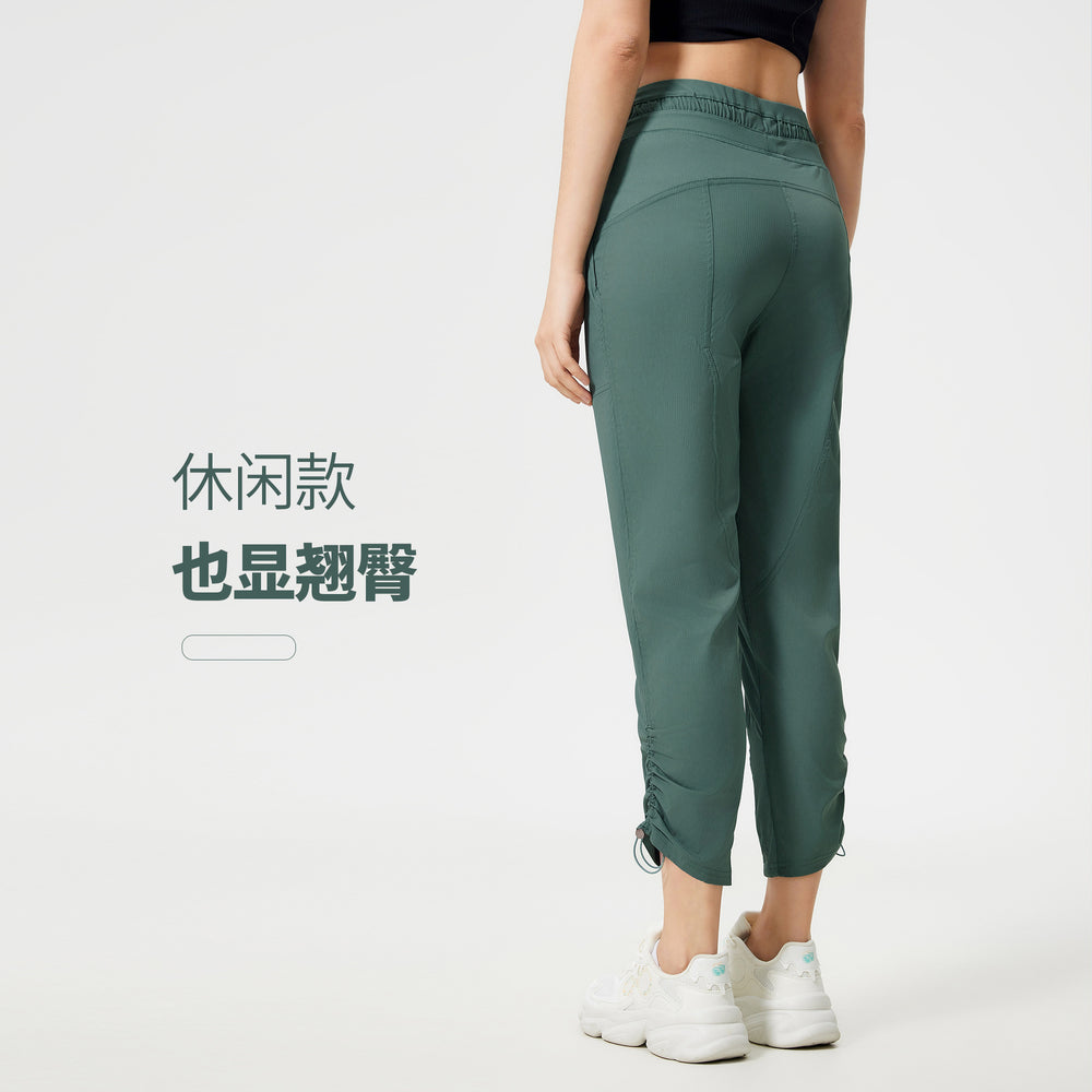Spring/summer lightweight breathable ice-feel casual sports pants for women - two-way wear, slimming, running & fitness straight-leg pants dss070