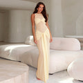 European and american cross-border  summer new arrival: round neck sleeveless mesh elegant mermaid tail ribbon slim-fit bodycon dress for women