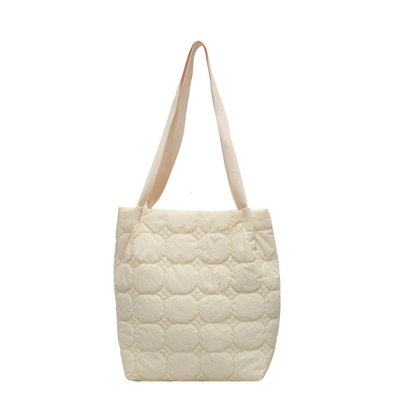 Spring new cotton clothes bucket bag fashionable and simple women's shoulder bag large-capacity cotton plaid portable women's bag