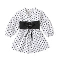 new children's clothing, european and american style, girl's polka dot v-neck petticoat + elastic denim tie two-piece set