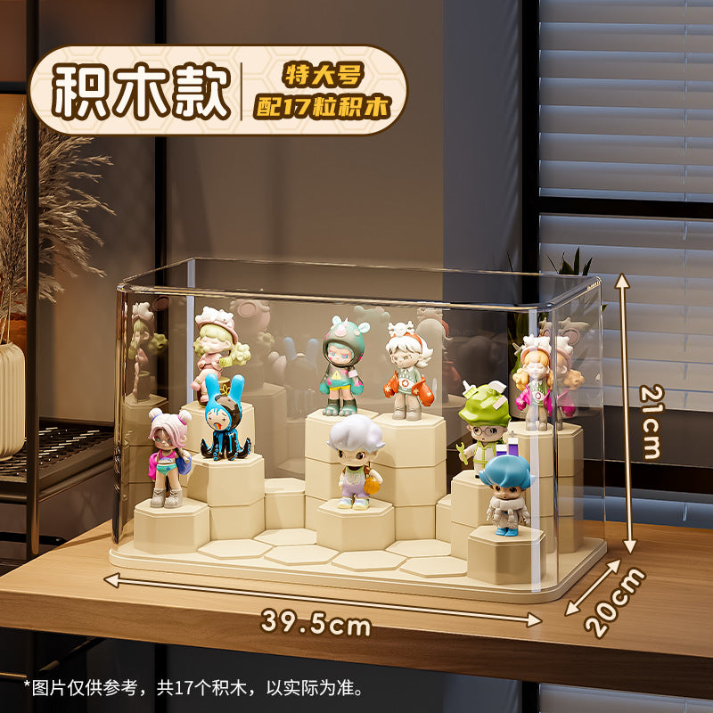 Blind box display stand - clear acrylic figurine storage, dustproof display case for toys, building blocks, and pop mart collectibles