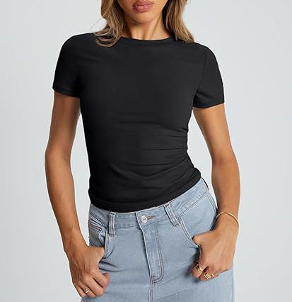 2025 amazon fashion new arrival women's t-shirt silmslimming look round neck tight sexysummertops women's clothing