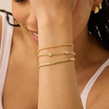 Amazon cross-border cubic zirconia inlaid stainless steel bead chain stackable bracelet three-piece set - trending new arrivals 2024