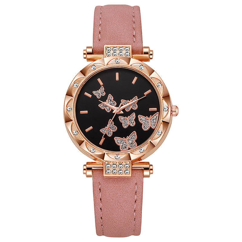 New tiktok women's watch - stylish, unique, and minimalist wristwatch with butterfly digital leather strap
