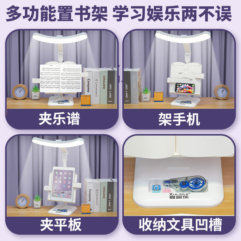 Full spectrum led bookshelf lamp - eye protection, perfect for studying, elementary school students, dorms, rechargeable reading light, bedside night light - bright enough