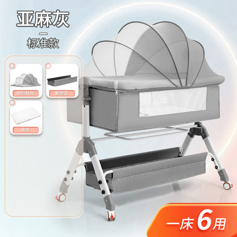 Baby crib newborn bed splicing large bed baby rocking bed bb children's bed cradle bed multifunctional movable foldable
