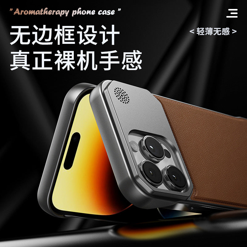 Iphone 16 leather magnetic aroma diffuser case, compatible with iphone 17 pro, iphone 15 charging, iphone 14 protective cover, iphone 17 air