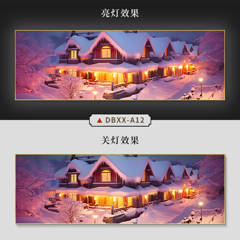 Farmyard Northeast Snow Scene Decorative Painting Rural Folk Scenery Wall Painting Iron Pot Stew Restaurant Light Box Hotel Hanging Painting