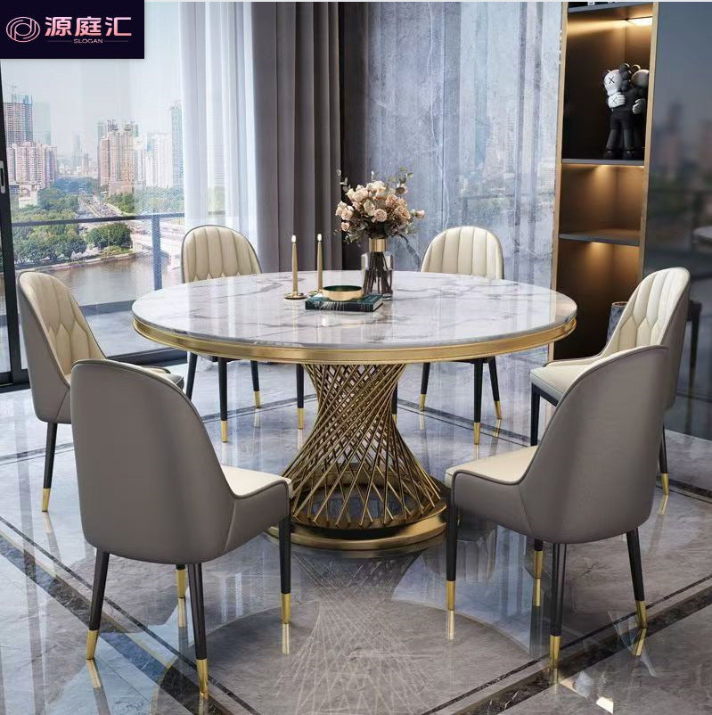 For home dining round table 6-person 8-person small apartment slate dining table hotel creative light luxury small waist dining table
