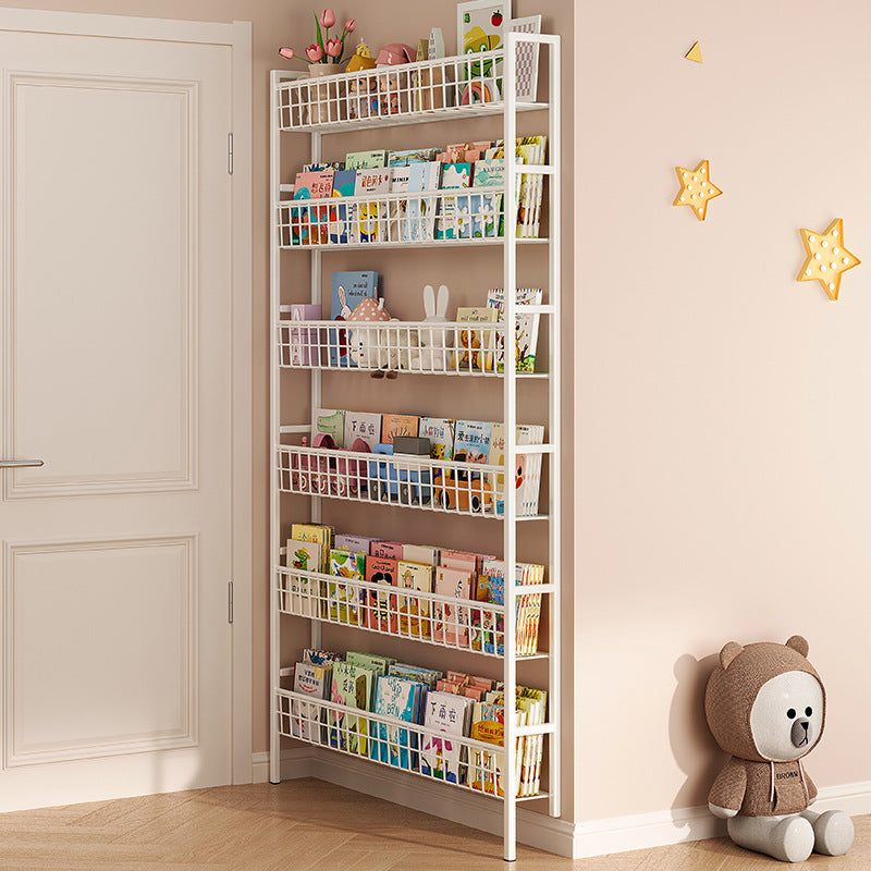 Behind the door shelf wrought iron ultra-thin bookshelf floor-to-ceiling children's simple extremely narrow crack wall wall hanging household storage cabinet