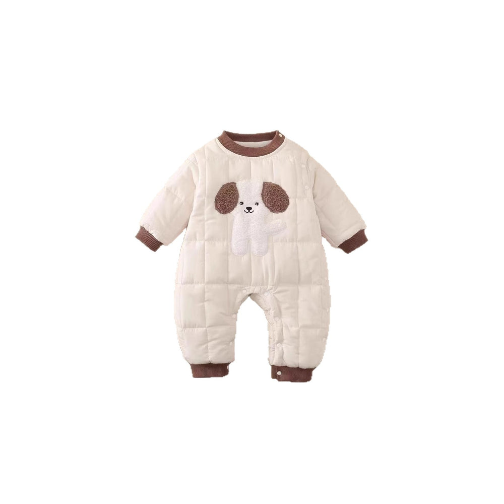 Baby romper - fleece lined, warm outerwear for newborns, cartoon design, autumn/winter