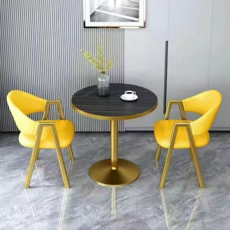 Scandinavian style small round table negotiation table and chair combination balcony for home sales office milk tea shop reception and reception casualcasual
